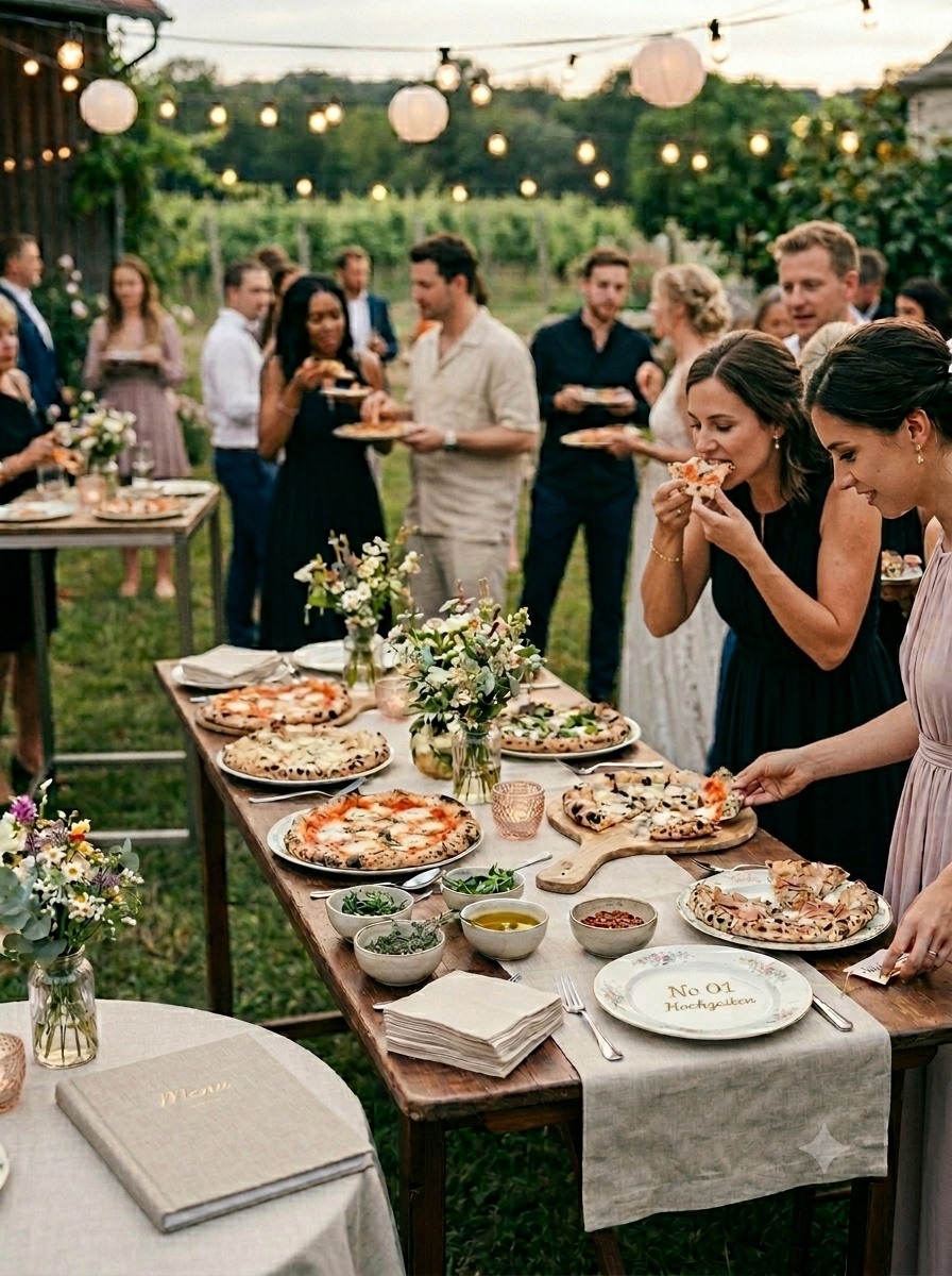 Open-Air Hochzeit mit Holzofen-Pizza im Weinberg